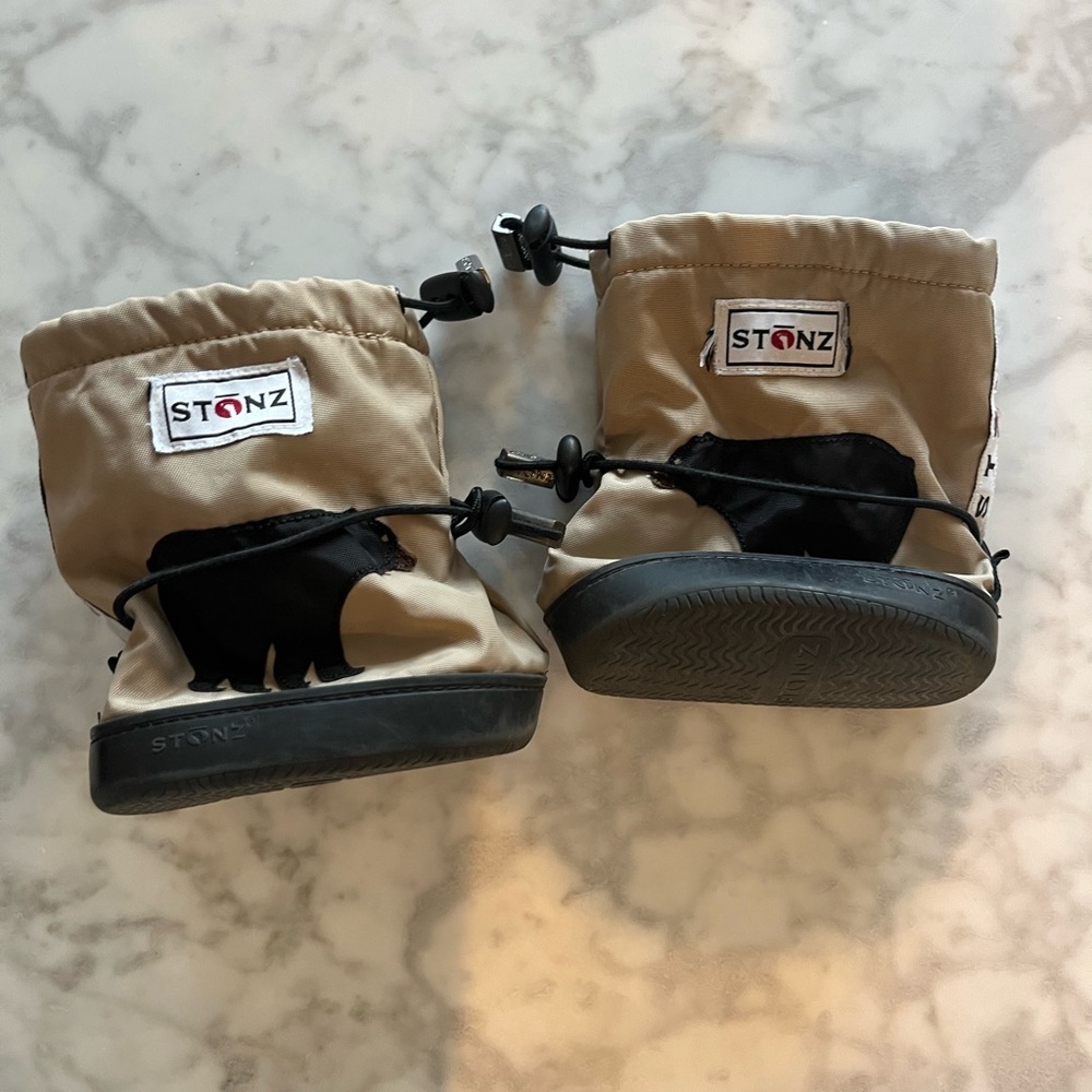 Stonz Beige and Black Baby Booties